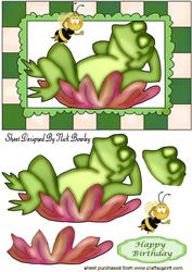 Lazy Frog on a Lily Pad with Bumble Bee
