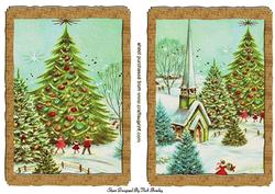 Christmas Tree & with Church in Wooden Frames