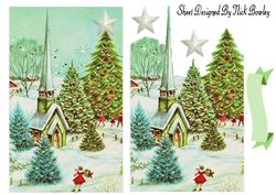 Christmas Snow Scene with Church & Tree