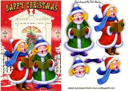 Vintage Girls Carol Singing in the Snow