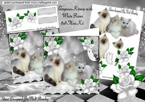 Gorgeous Kittens with White Roses 8x8 Mini Kit