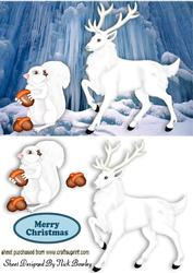 White Stag and Squirrel in Snow Glazier