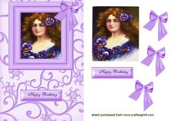 Pretty Vintage Lady in Frame with Bows