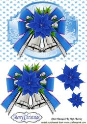 Blue Bow & Bells with Poinsettias