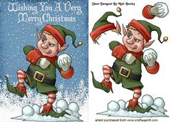 Naughty Little Elf Throwing Snowballs