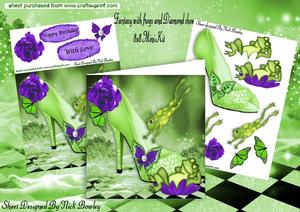 Cute Frogs Sparkle Shoes with Purple Flowers 8x8 Mini Kit