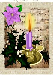 Purple Candle with Purple Ponsettia A4