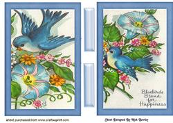 Pretty Blue Birds with Flowers Cards