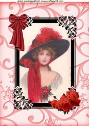 Pretty Vintage Lady in Frame A4 Topper