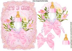 Baby Girls Pink Bottle with Flowers