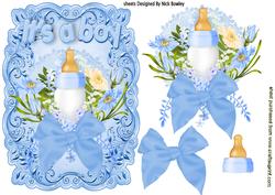 Baby Boys Blue Bottle with Flowers