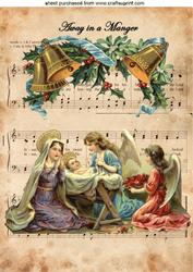 Vintage Mary with Angels on Carol Sheet A4