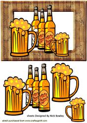 Beers and Bottles in Wooden Frame
