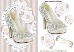 Pretty Diamond Shoes with White Roses in Ornate Frame