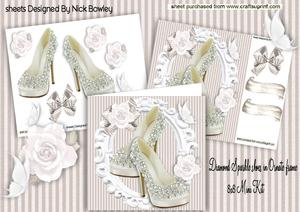 Pretty Diamond Shoes with White Roses 8x8 Mini Kit