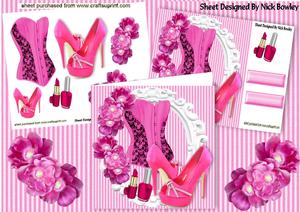Pink Basque with Sparkle Shoes and Flowers 8x8 Mini Kit