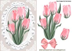 Pretty Pink Tulips in Ornate Frame