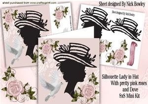 Pretty Lady in Silhouette with Dove & Roses Mini Kit