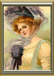 Vintage Lady with Lucky Heather in Frame