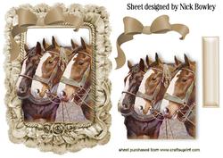 Beautiful Horses in Frill Frame with Bow