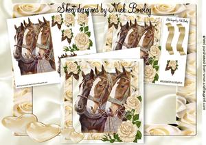 Beautiful Horses in Cream Rose Frame 8x8 Mini Kit