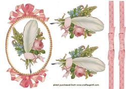 Beautiful Feather/roses in Pretty Oval Frame