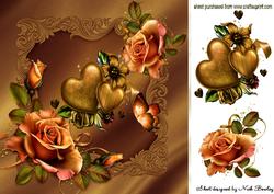 Gold Hearts Gold Roses for Love 8x8