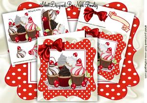 Yummy Cupcakes with Cherries in Polka Dot Frame 8x8 Mini Kit