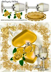 Gold Engagement Ring in Gold Rose Frame 8x8