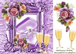 Sparkling Ring with Roses and Glasses of Champers 8x8