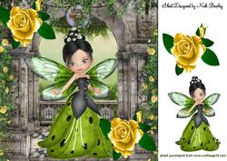 Faerie in Secret Garden with Yellow Roses 8x8