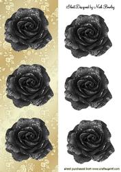 Trio of Black Sparkling Roses Tall Dl