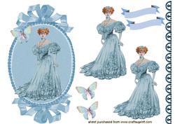 Pretty Vintage Lady in Blue Gown