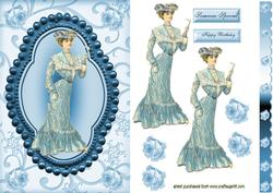 Elegant Vintage Lady in Blue Frame