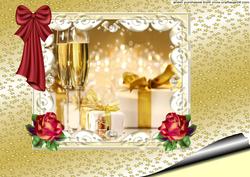 Gorgeous Champagne & Presents with Roses A4 Topper
