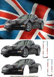 Sporty Black Car on Jack Flag