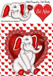 Be Mine Cute Elephant in Hearts, 8x8