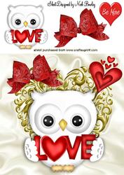 Cute White Owl with Love, and Hearts 8x8