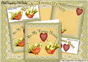 Be My Tweet Heart Little Gold Birds with Heart 8x8 Mini Kit
