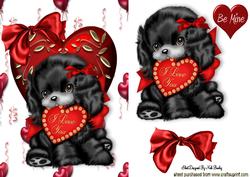 I Love You, Cute Black Puppy on a Heart
