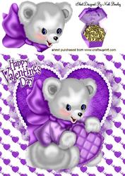 Little Bear on a Heart with Box of Kisses 8x8