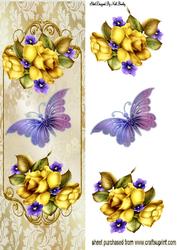 Pretty Gold Roses with Butterfly Tall Dl