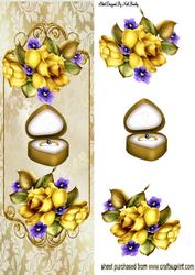 Diamond Ring with Gold Roses Tall Dl