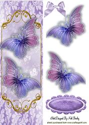 Lilac Butterflies in Ornate Frame Tall Dl