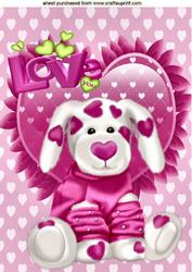 Little Puppy on Pink Heart with Love A4