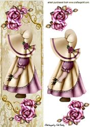 Bonnet Girl with Pink Roses Tall Dl