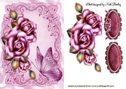 Pink Roses with Butterfly