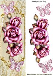 Pink Roses with Pink Butterflies Tall Dl