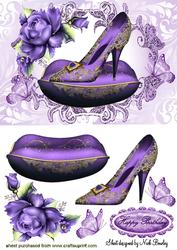Purple Princess Shoe Encrusted with Gold and Roses