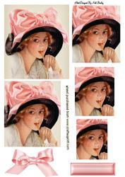 Vintage Lady in Hat with Bow Pyramids